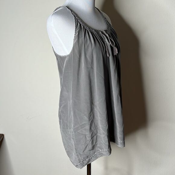 Joie Gray Silk Cross Stitched Hummingbird Tank - Picture 3 of 7